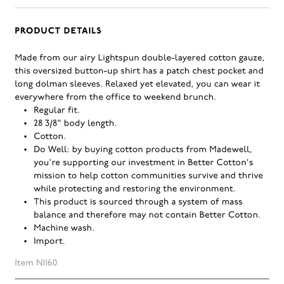 Madewell long sleeve dolman shirt NWT - Picture 6 of 6